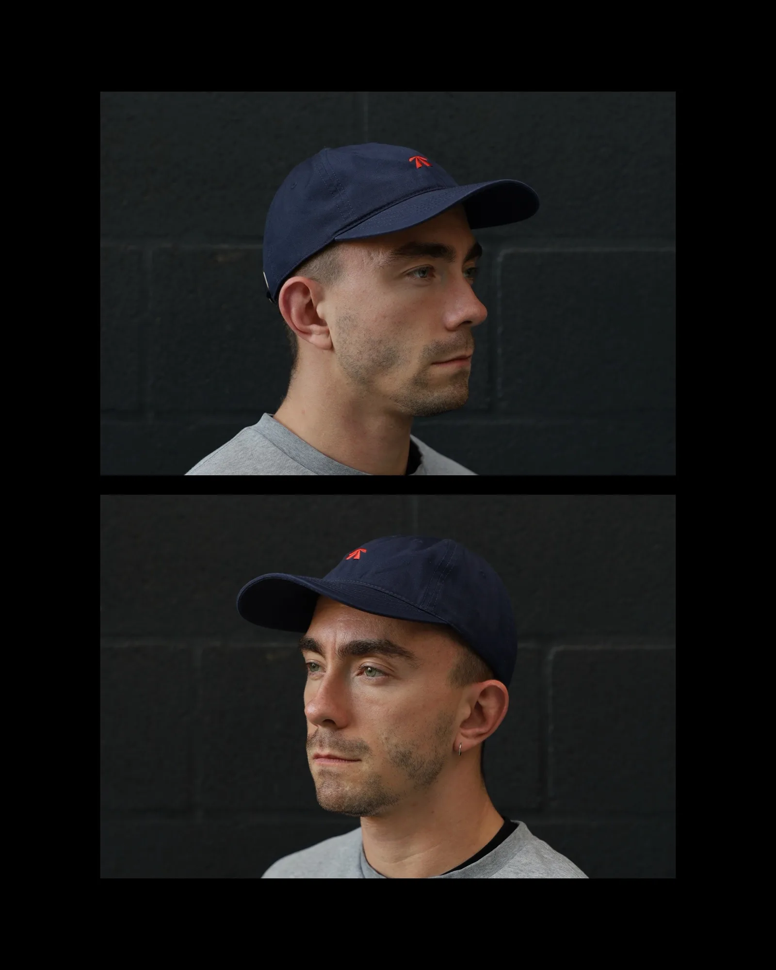 The RB Dad Cap by Roadbloc, in black and white or navy and orange
