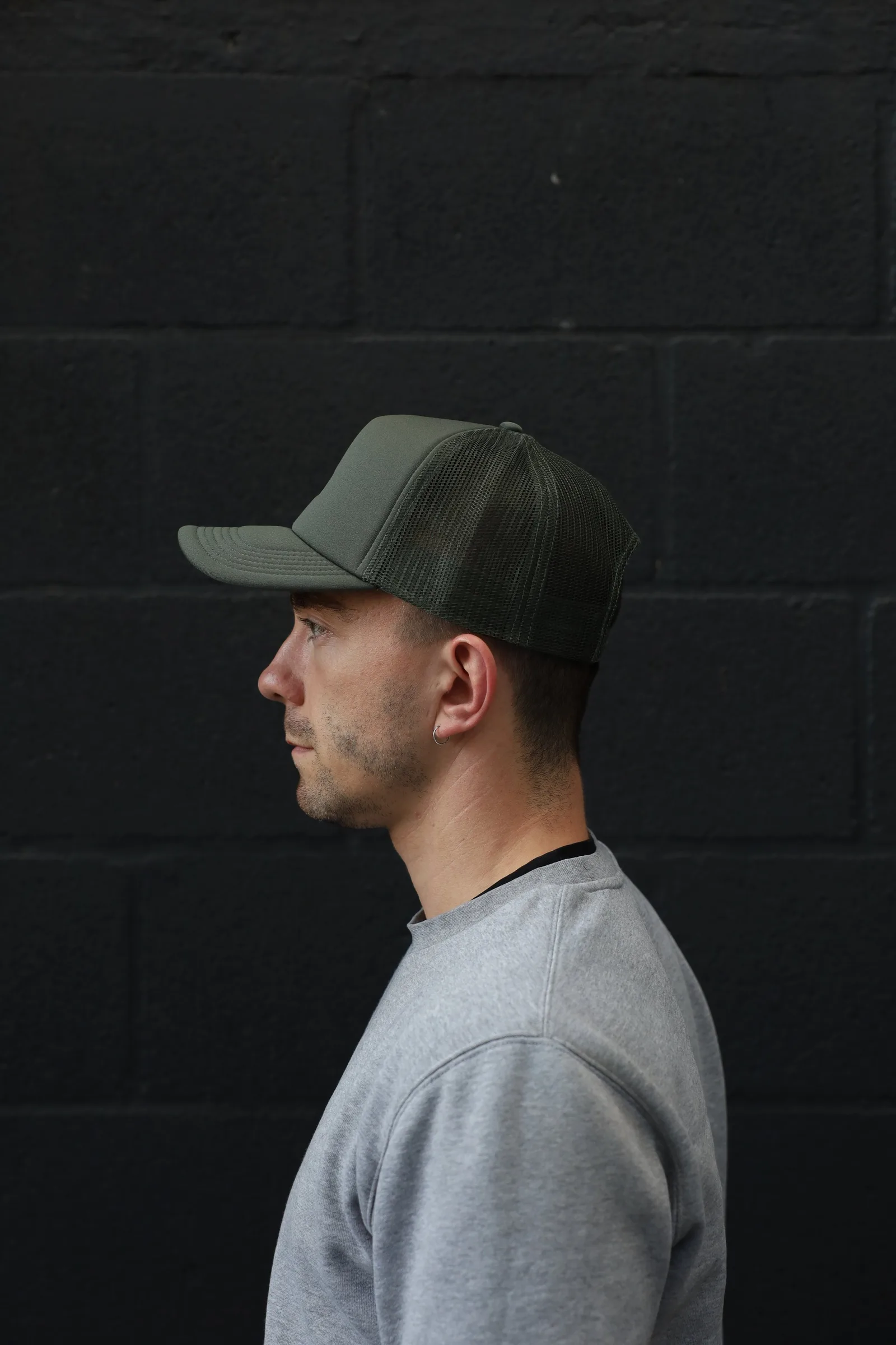 The Puff Trucker Cap by Roadbloc, in Cyprus Green and Sunset Yellow