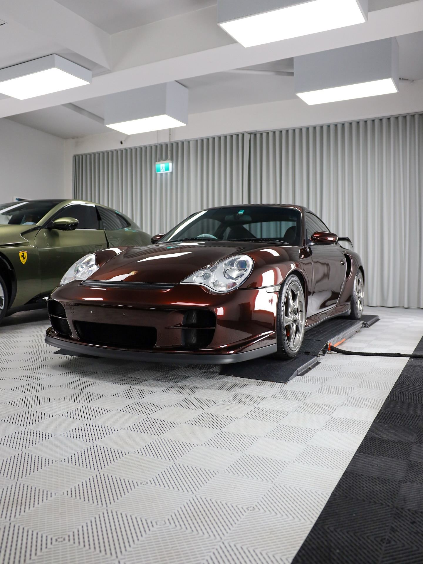 Porsche 996 Turbo changed from GT Silver to PTS Merlot Metallic with paint protection film by Roadbloc