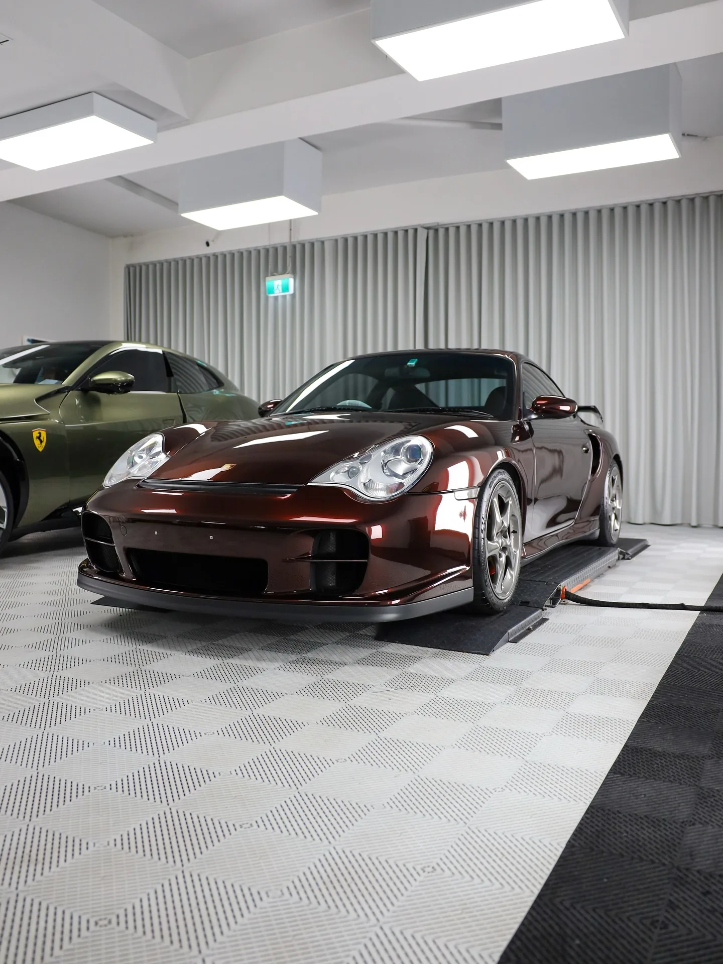 Porsche 996 Turbo changed from GT Silver to PTS Merlot Metallic with paint protection film by Roadbloc
