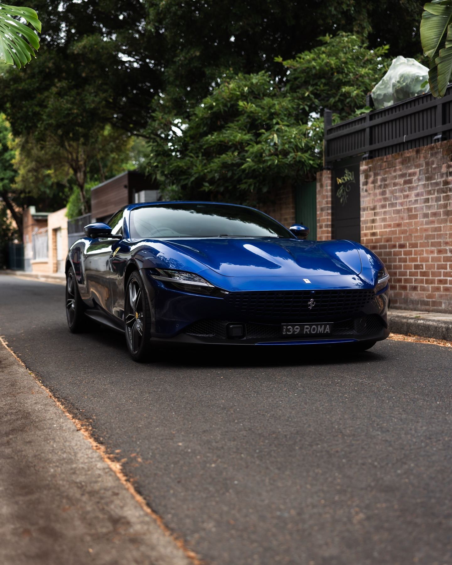Blue Ferrari Roma protected in full paint protection film by Roadbloc