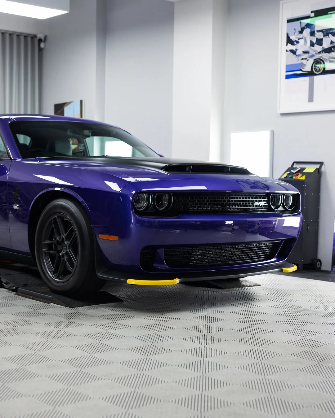 Purple Dodge Demon protected in full paint protection film and graphene coated by Roadbloc