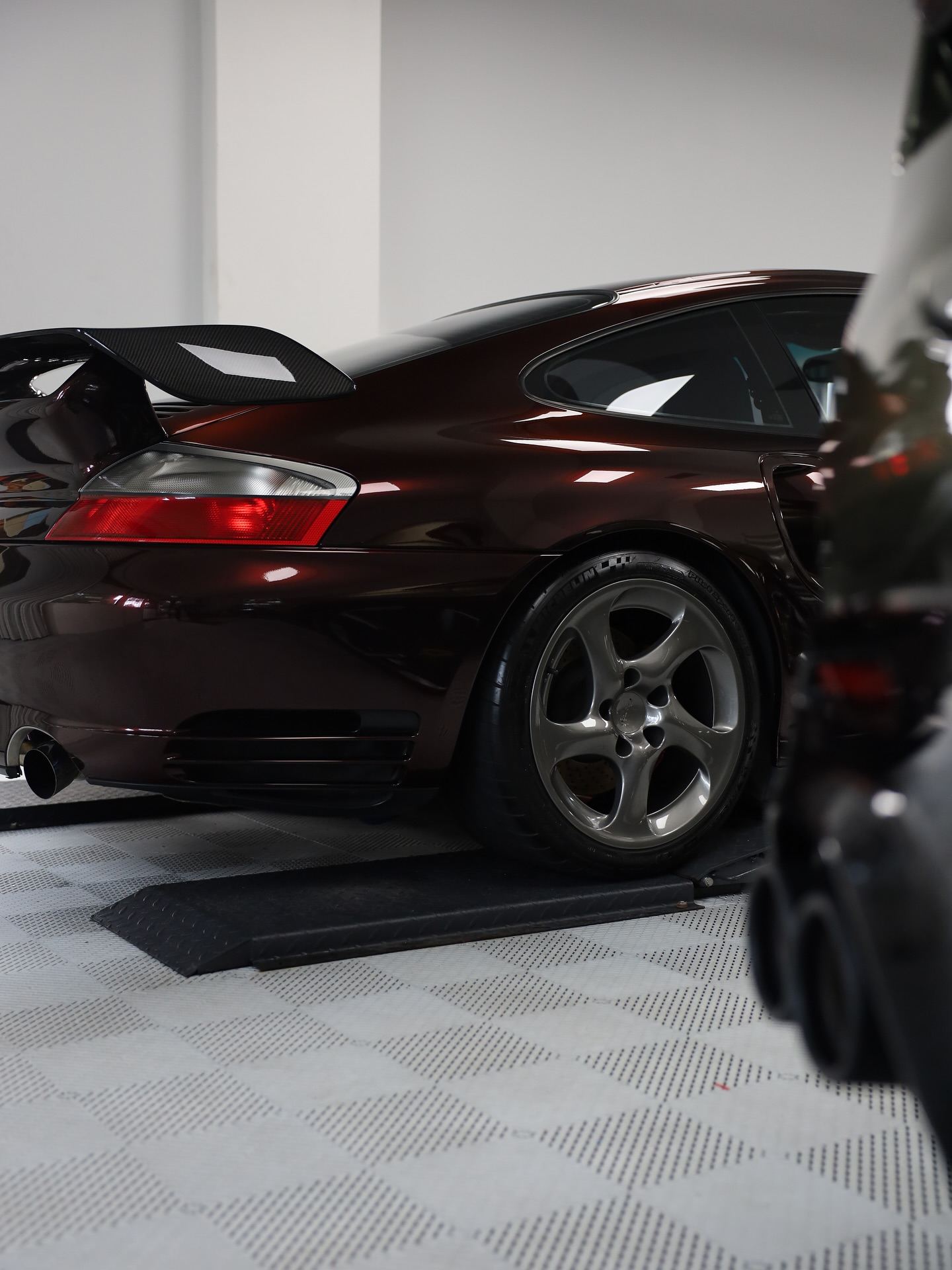 Porsche 996 Turbo changed from GT Silver to PTS Merlot Metallic with paint protection film by Roadbloc