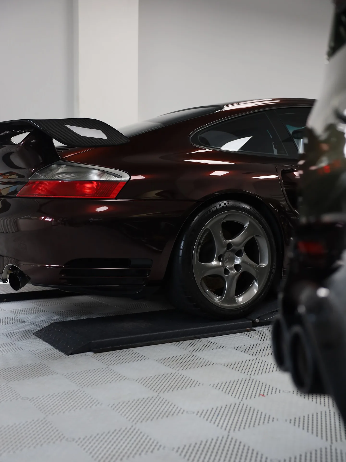Porsche 996 Turbo changed from GT Silver to PTS Merlot Metallic with paint protection film by Roadbloc