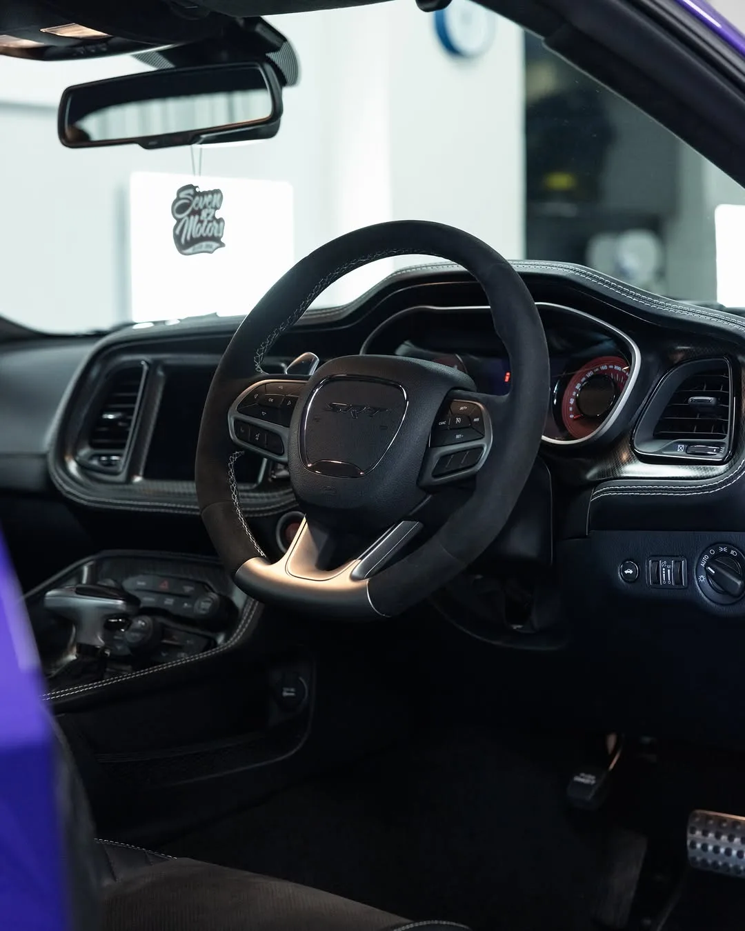 Purple Dodge Demon protected in full paint protection film and graphene coated by Roadbloc