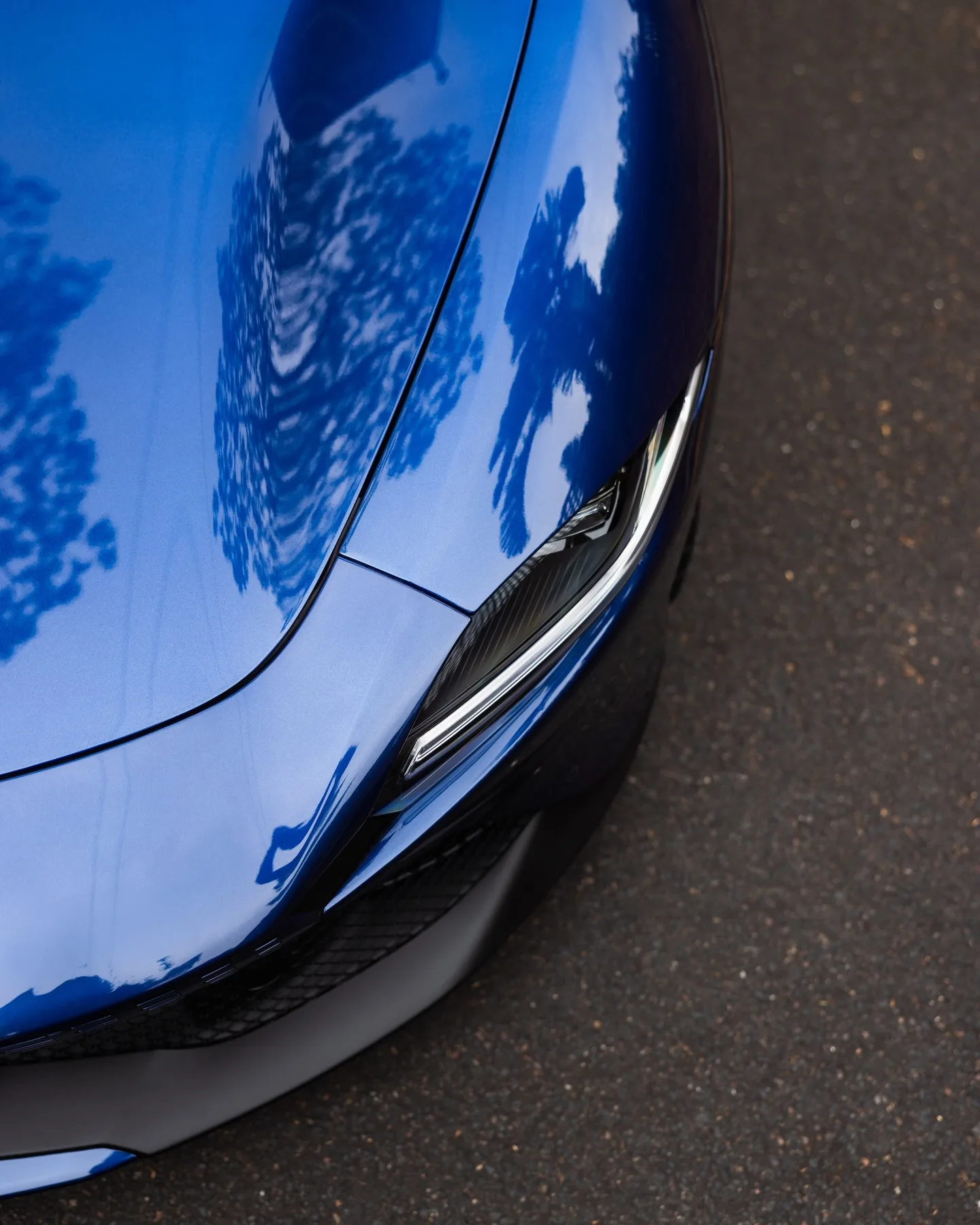 Blue Ferrari Roma protected in full paint protection film by Roadbloc