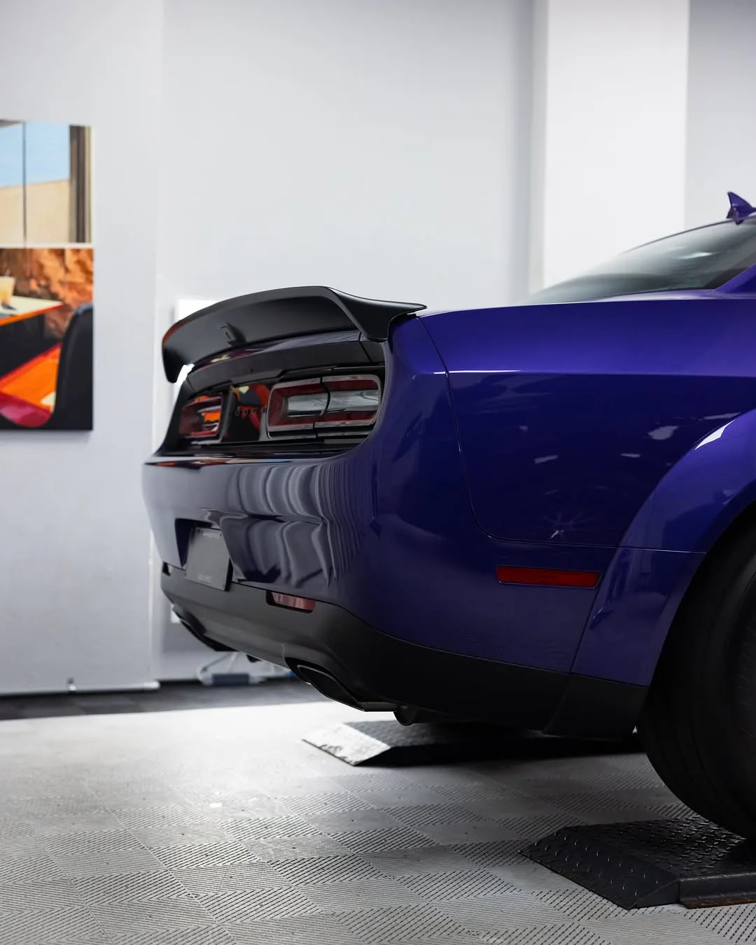 Purple Dodge Demon protected in full paint protection film and graphene coated by Roadbloc