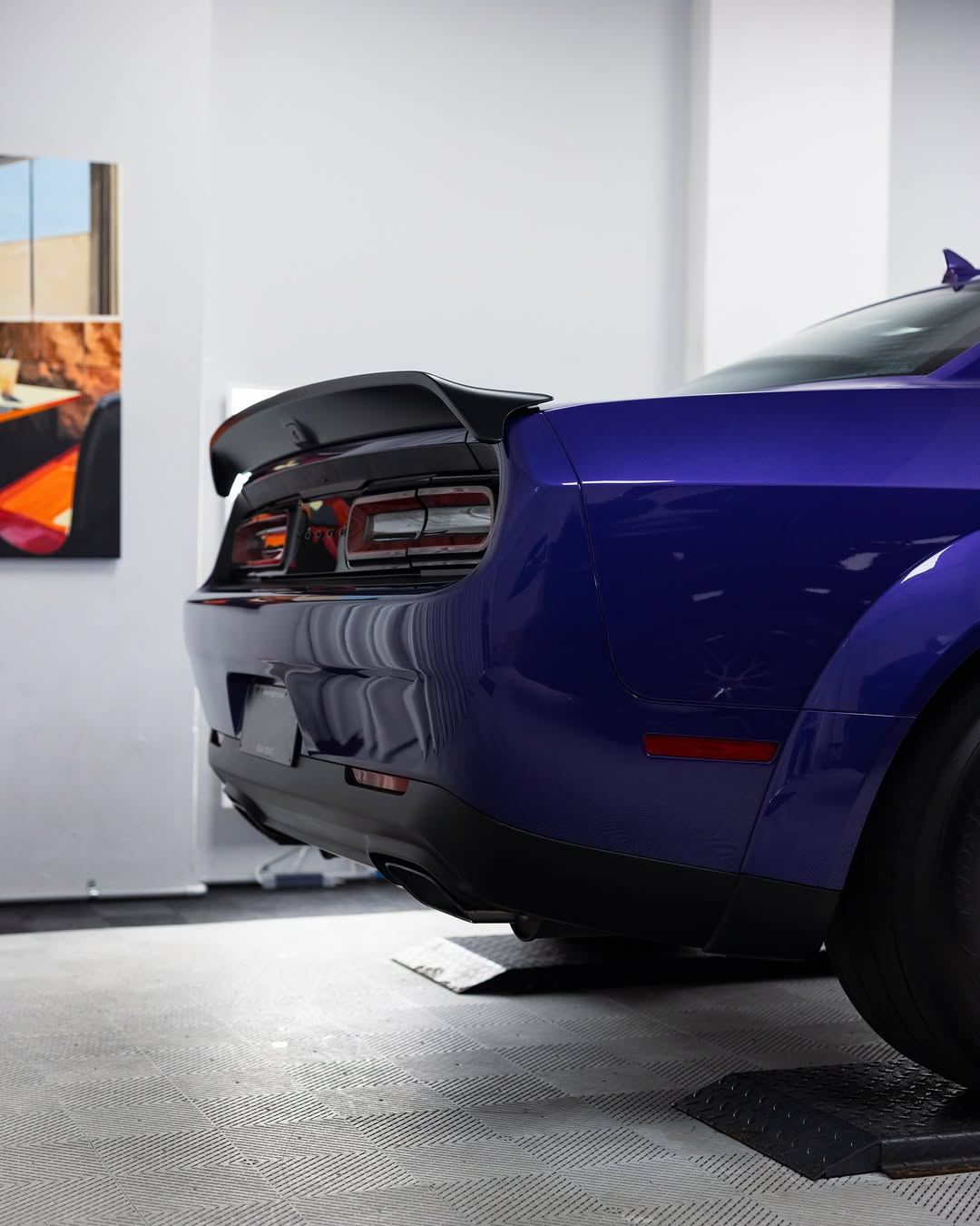 Purple Dodge Demon protected in full paint protection film and graphene coated by Roadbloc