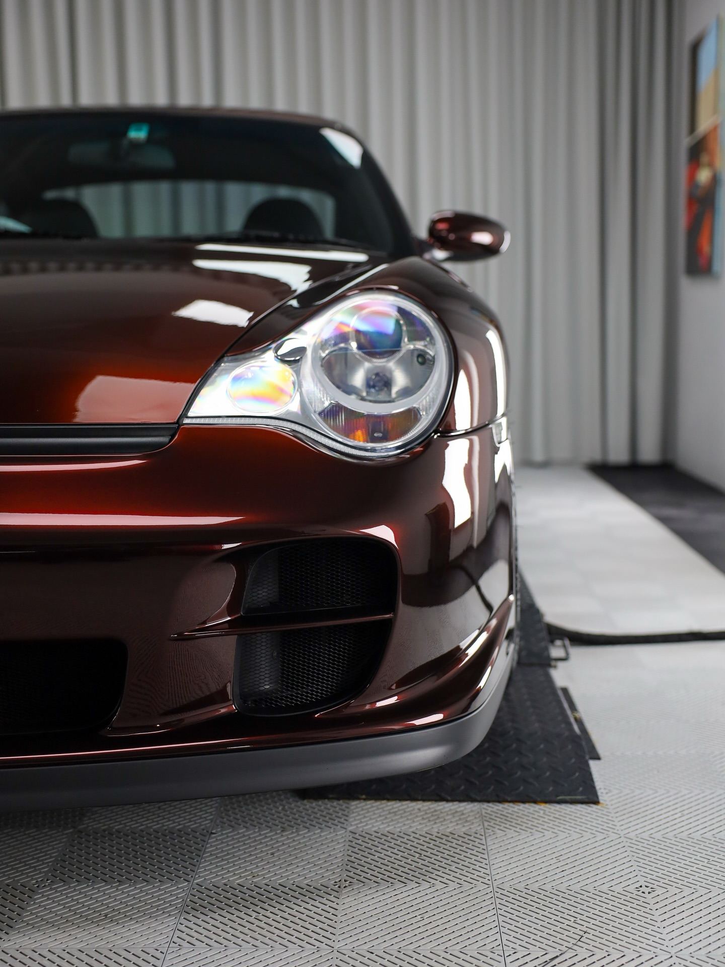 Porsche 996 Turbo changed from GT Silver to PTS Merlot Metallic with paint protection film by Roadbloc