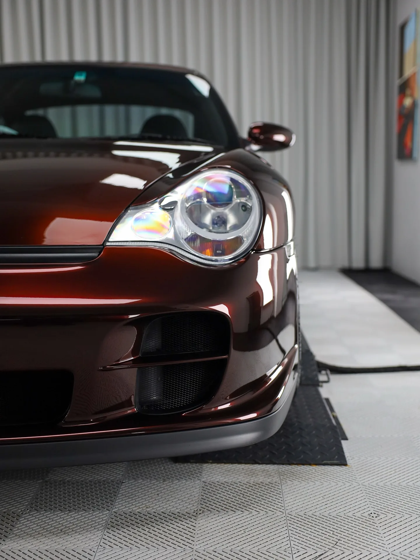 Porsche 996 Turbo changed from GT Silver to PTS Merlot Metallic with paint protection film by Roadbloc