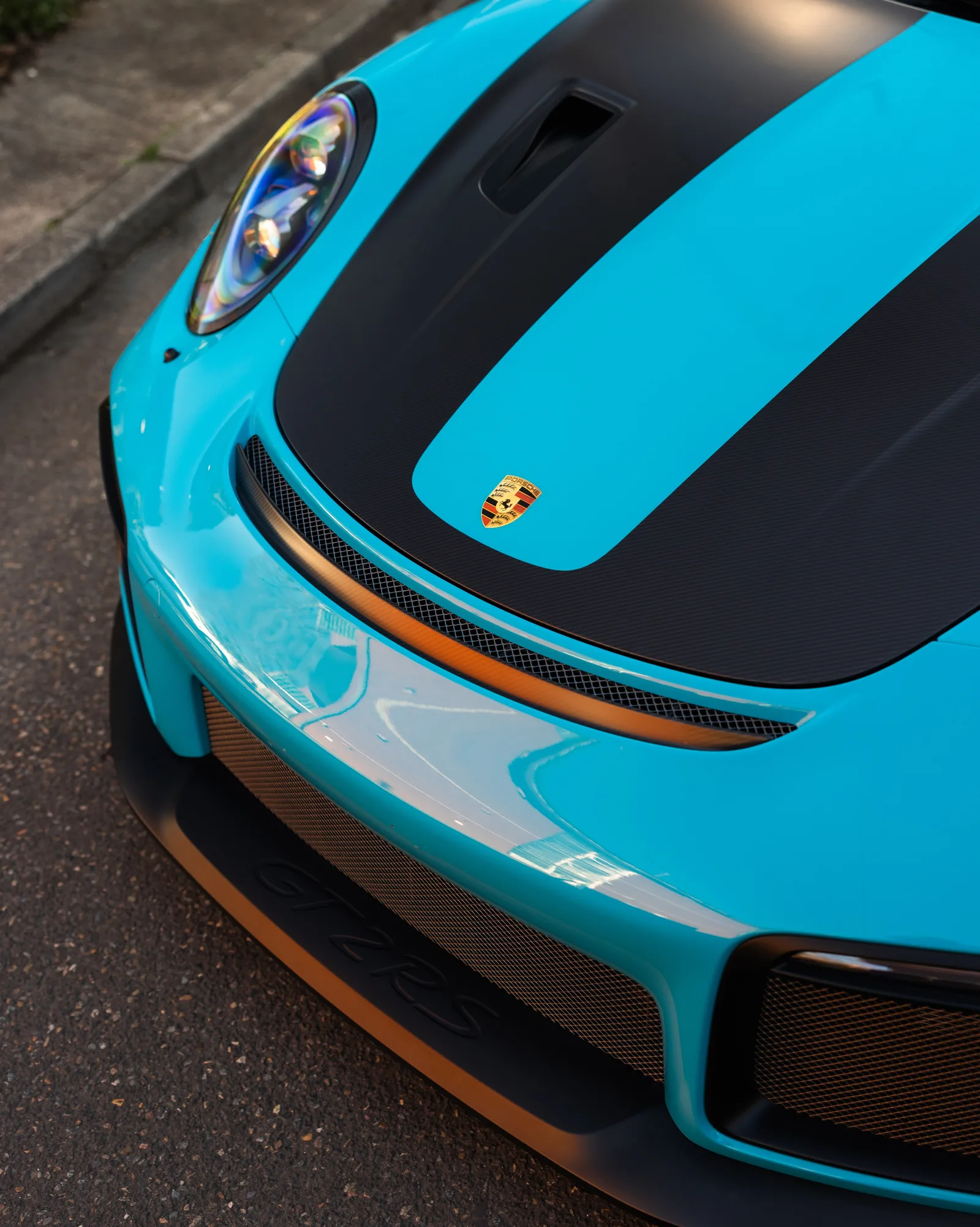 Miami Blue Porsche 911 GT2 RS protected in paint protection film by Roadbloc