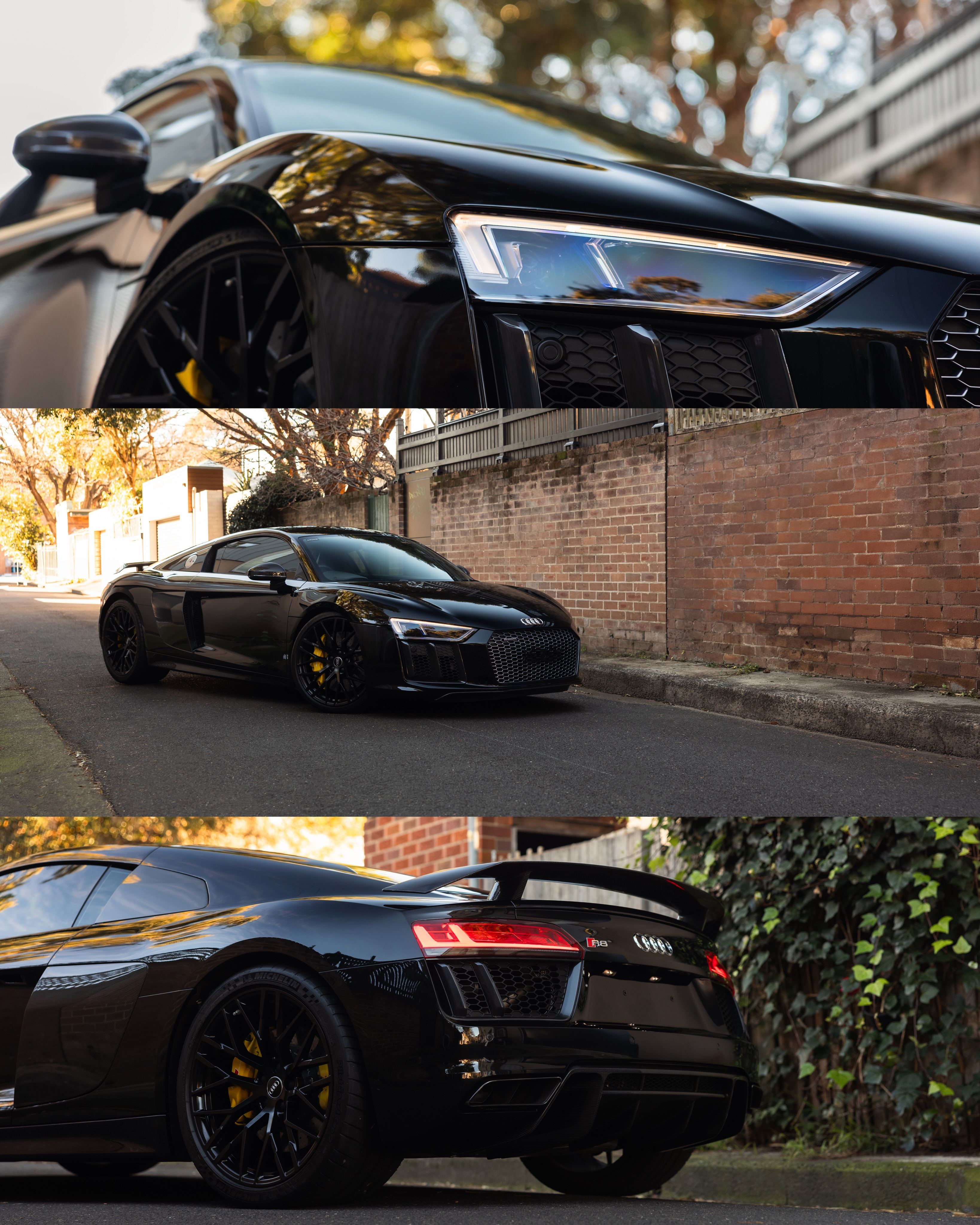 Black Audi R8 V10 protected in full paint protection film by Roadbloc