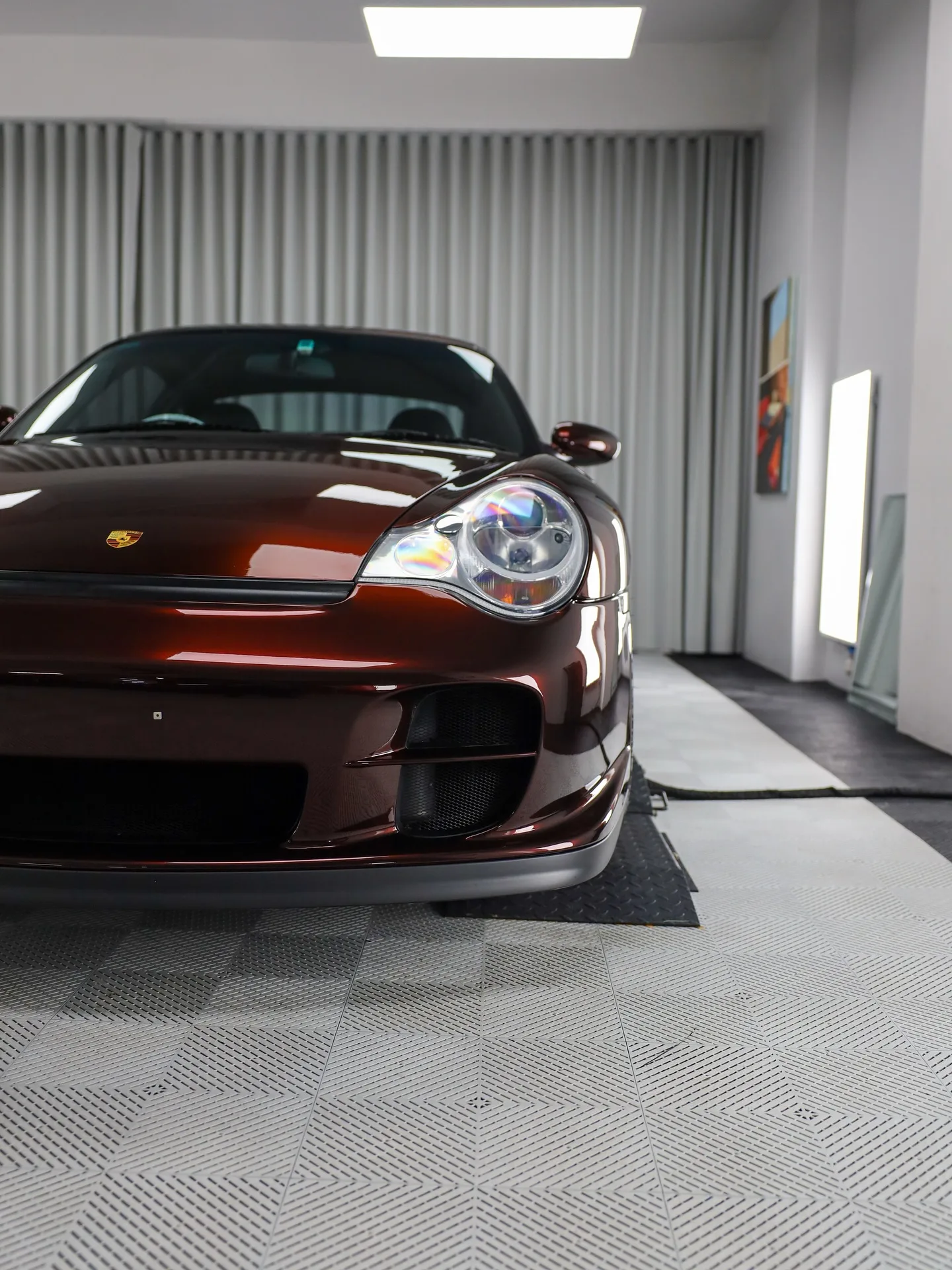 Porsche 996 Turbo changed from GT Silver to PTS Merlot Metallic with paint protection film by Roadbloc
