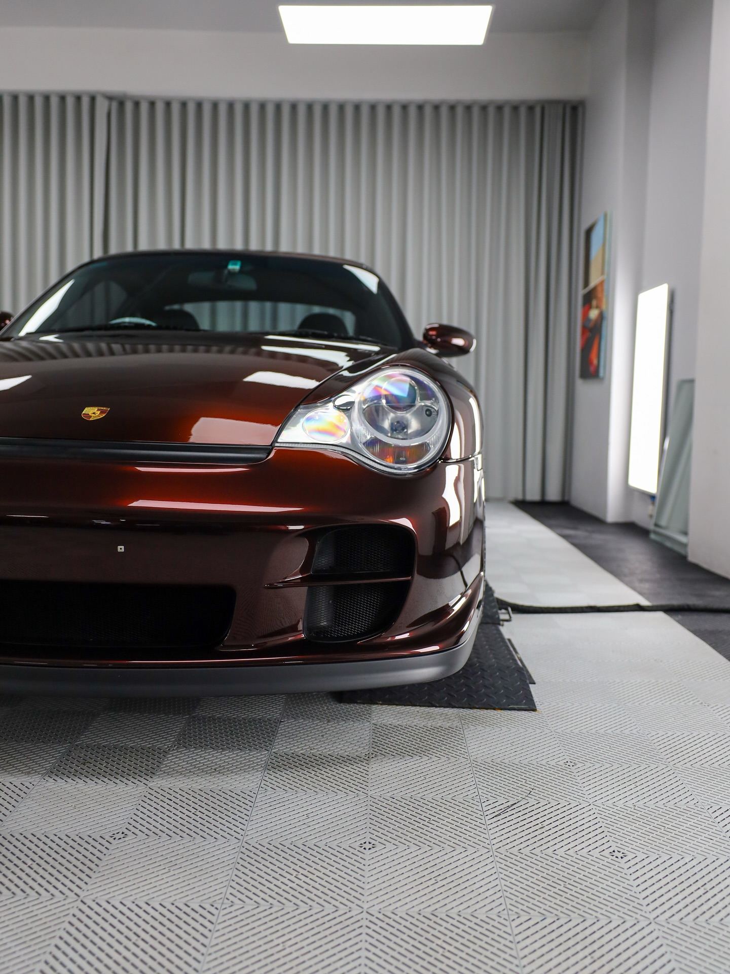 Porsche 996 Turbo changed from GT Silver to PTS Merlot Metallic with paint protection film by Roadbloc
