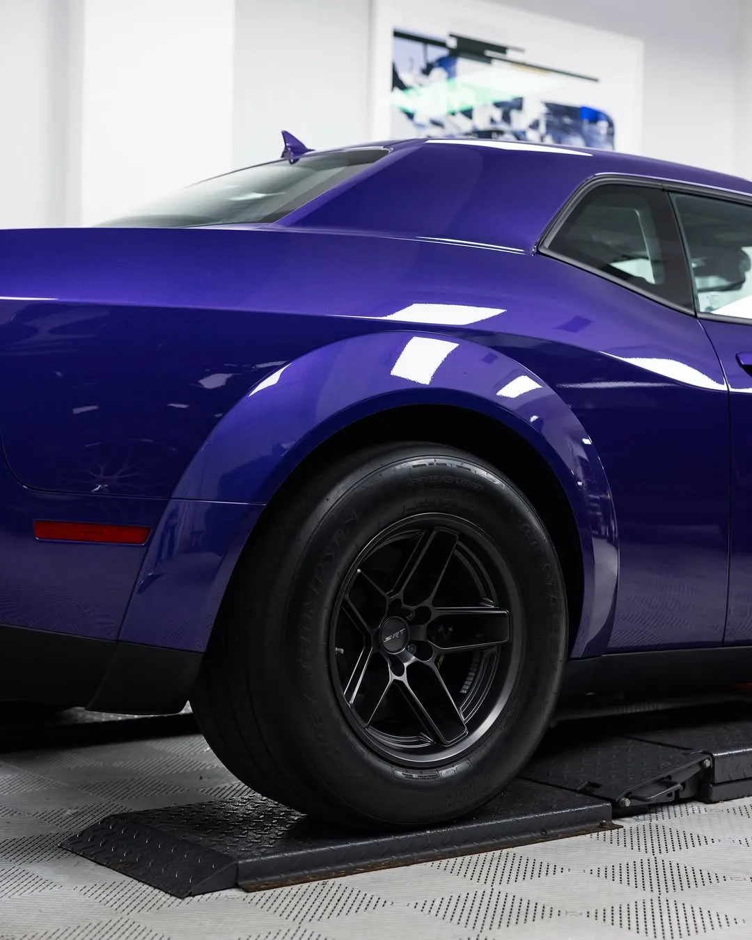 Purple Dodge Demon protected in full paint protection film and graphene coated by Roadbloc