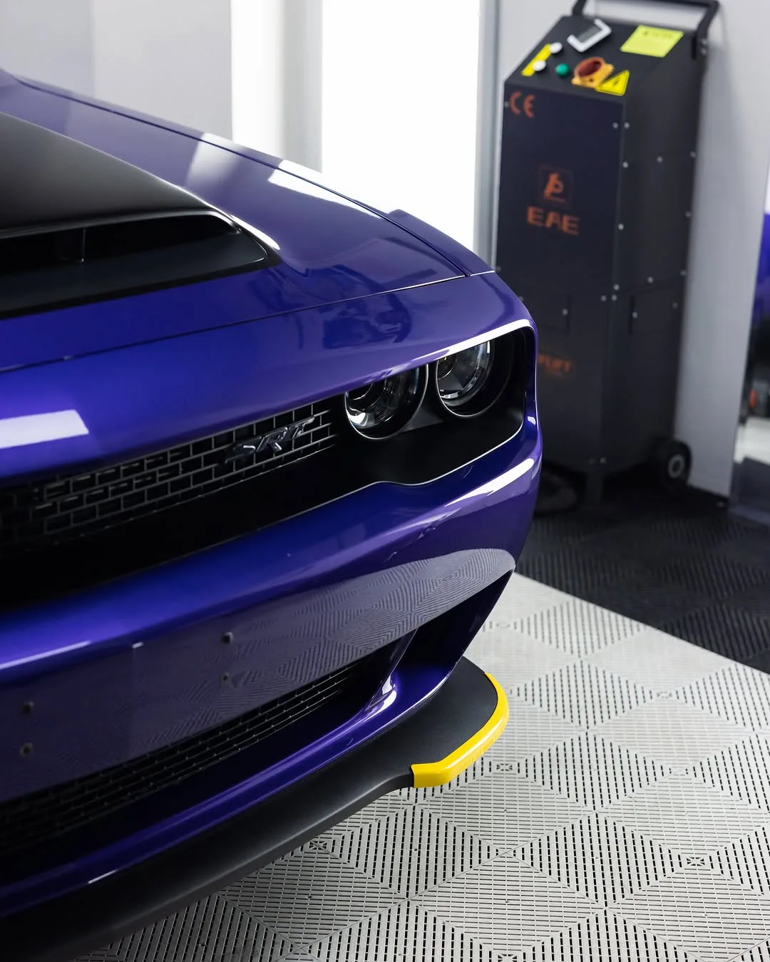 Purple Dodge Demon protected in full paint protection film and graphene coated by Roadbloc