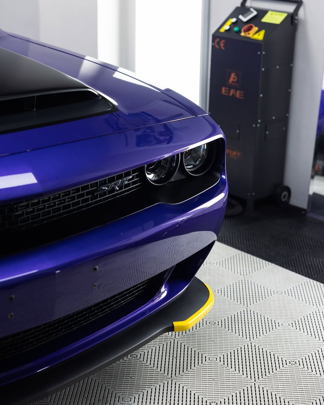 Purple Dodge Demon protected in full paint protection film and graphene coated by Roadbloc