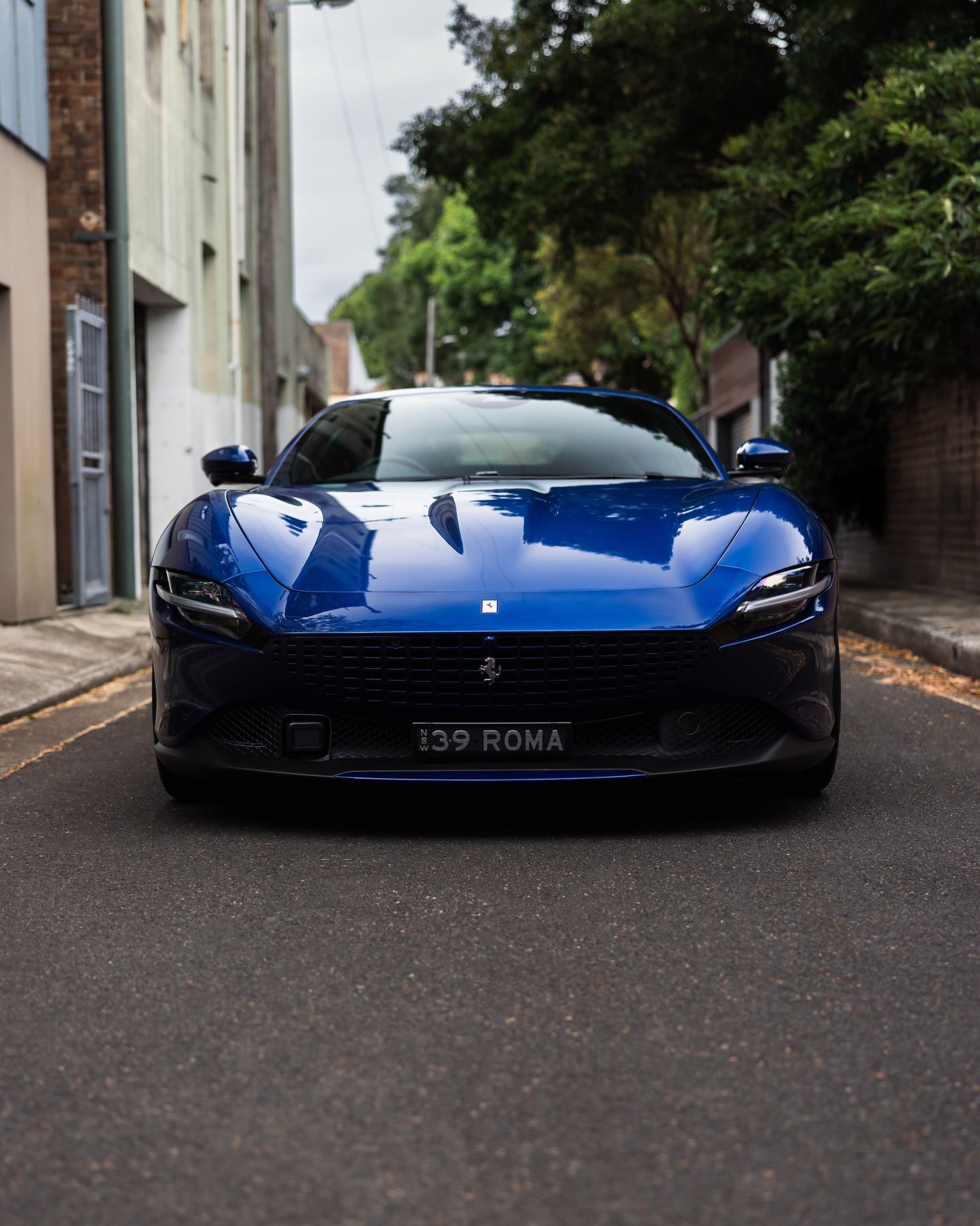 Blue Ferrari Roma protected in full paint protection film by Roadbloc
