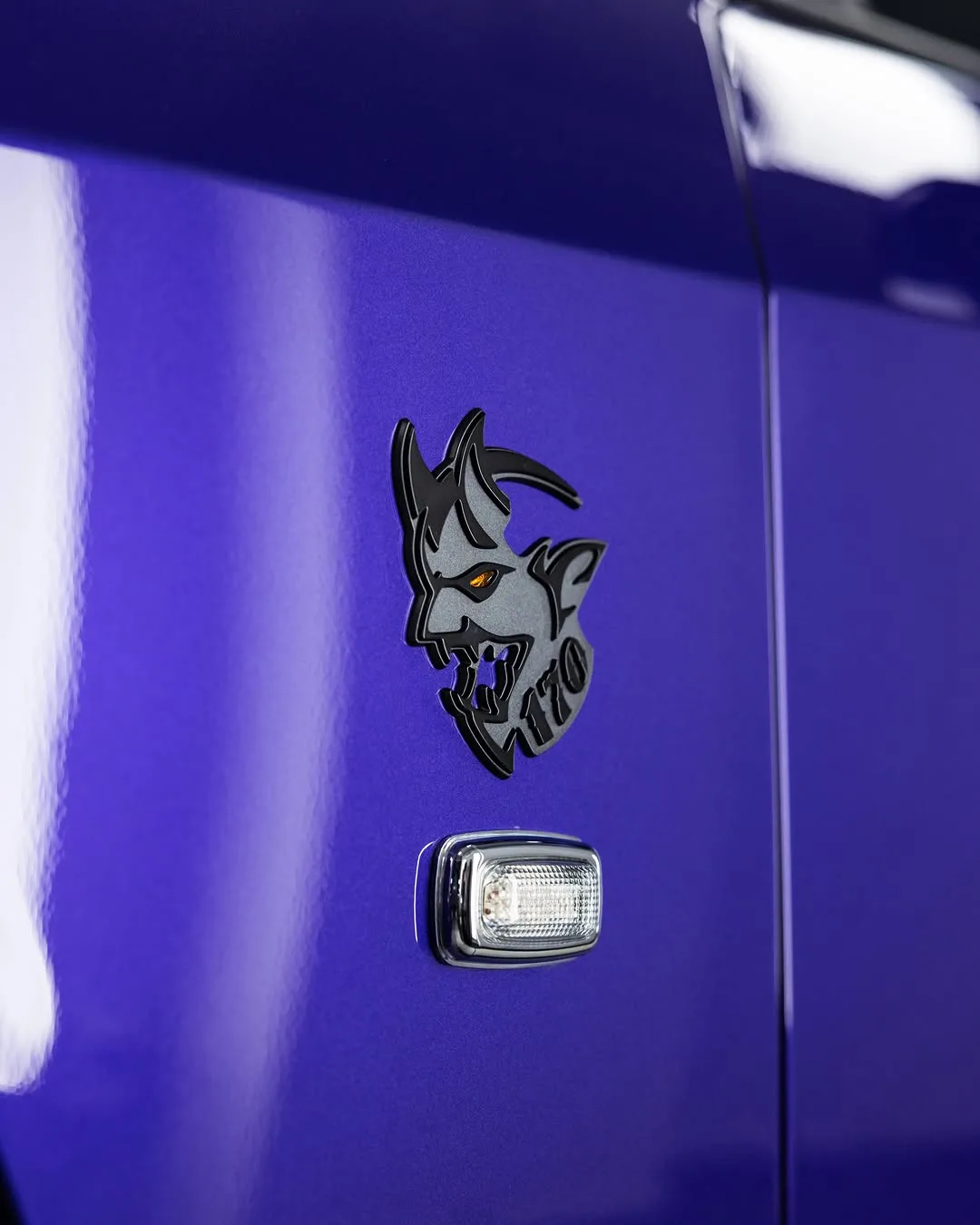 Purple Dodge Demon protected in full paint protection film and graphene coated by Roadbloc