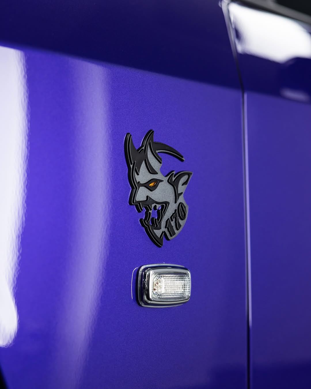 Purple Dodge Demon protected in full paint protection film and graphene coated by Roadbloc