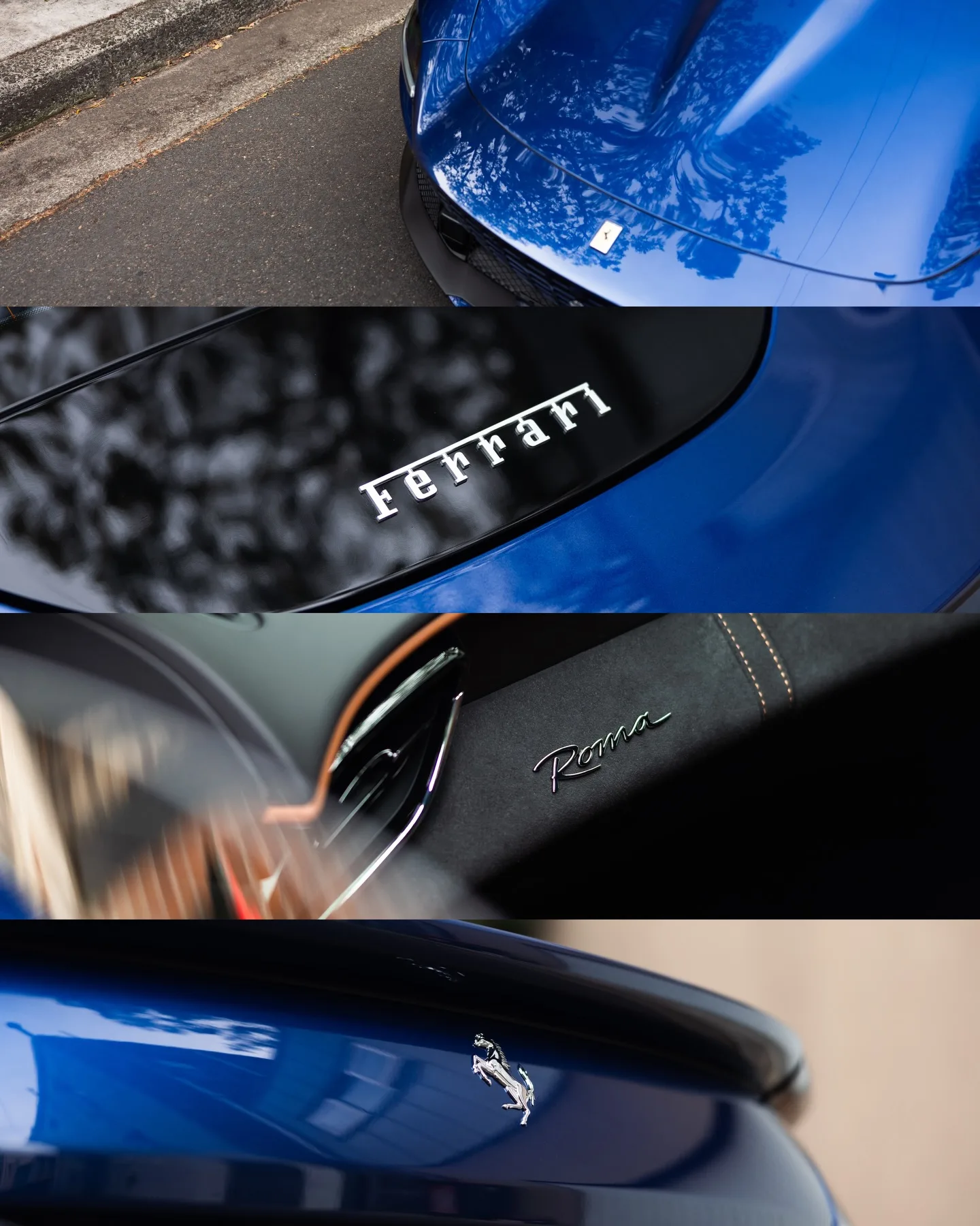 Blue Ferrari Roma protected in full paint protection film by Roadbloc