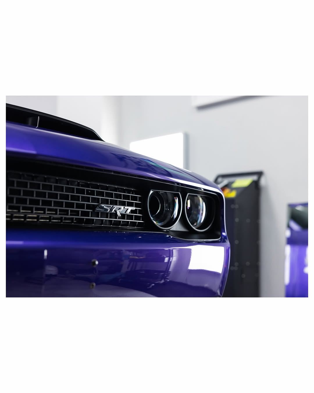 Purple Dodge Demon protected in full paint protection film and graphene coated by Roadbloc