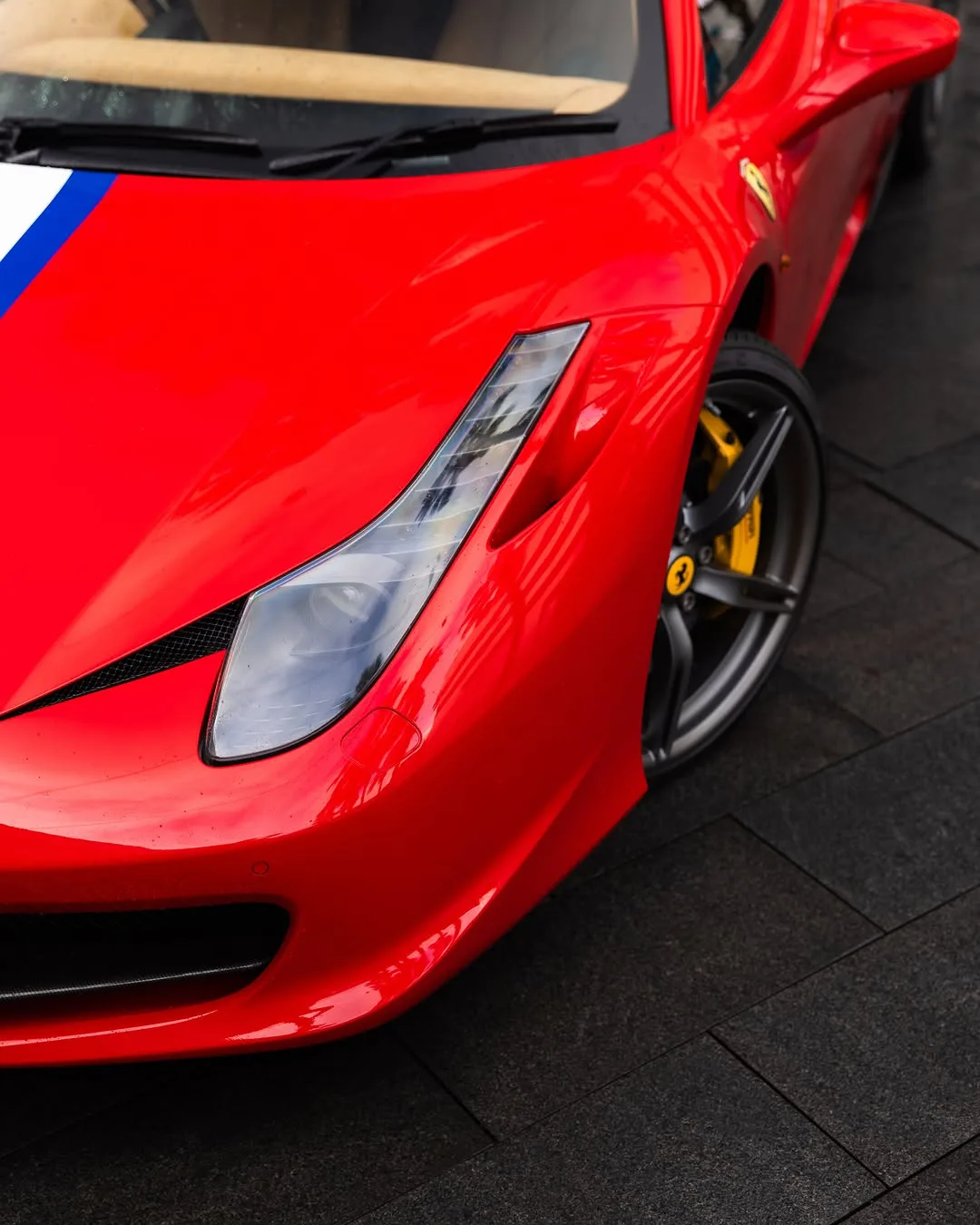 Ferrari 458 changed from grey to Rosso Red with colour paint protection film by Roadbloc