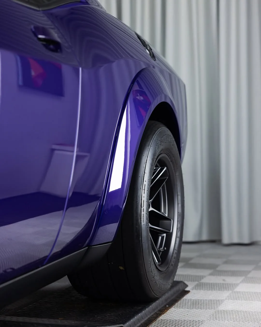 Purple Dodge Demon protected in full paint protection film and graphene coated by Roadbloc