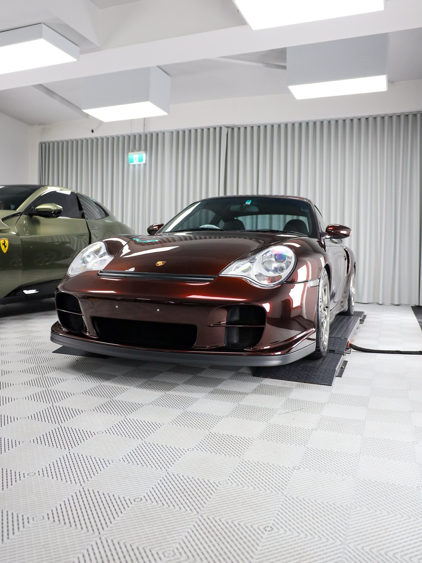 Porsche 996 Turbo changed from GT Silver to PTS Merlot Metallic with paint protection film by Roadbloc